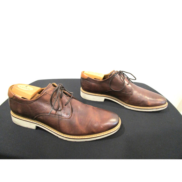 Florsheim Norwalk Brown Leather White Sole Plain Toe Oxford Shoes Men 9.5 M main image 9